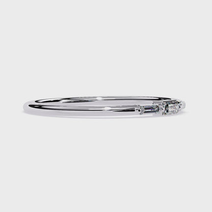 Minimalist Baguette Diamond Ring| Lab Grown Diamond Stacking Ring | Dainty 3-Stone Band | Modern Promise Ring -Lustraa’s Stackable Ring