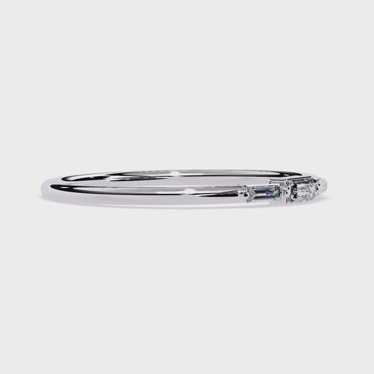 Minimalist Baguette Diamond Ring| Lab Grown Diamond Stacking Ring | Dainty 3-Stone Band | Modern Promise Ring -Lustraa’s Stackable Ring