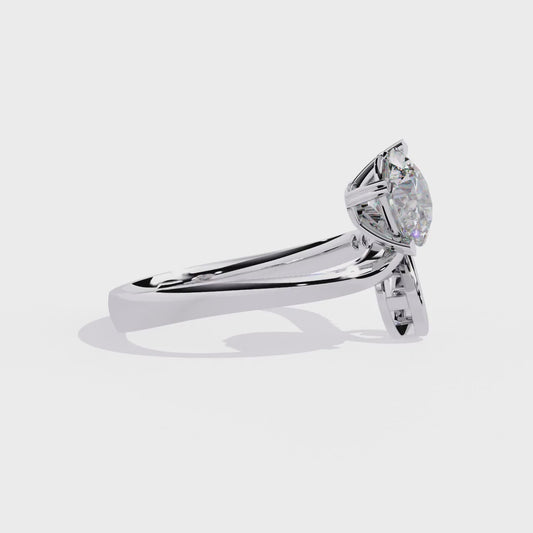 Heart Accent Lab Grown Oval Diamond Ring |Open Band Solitaire Promise Ring | Minimalist Engagement Ring- Lustraa’s Heart Ring