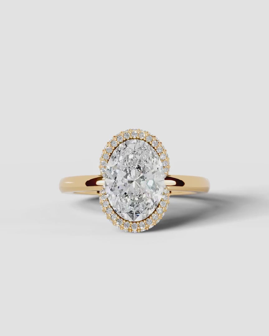 2 Carat Lab Grown Oval Diamond Half Halo Ring