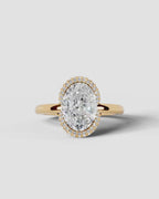 2 Carat Lab Grown Oval Diamond Half Halo Ring