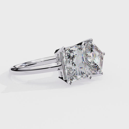 Two Stone Lab Grown Diamond Ring – Radiant and Emerald Cut Toi et Moi Ring-Lustraa’s Toi et Moi Ring