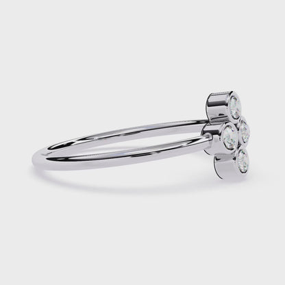Four Stone Bezel Set Diamond Ring – Round Brilliant Cut – Minimalist Cluster Design -Lustraa’s Stackable Ring