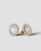 Lab Grown Diamond Oval Cut Micropavé Halo Stud Earrings