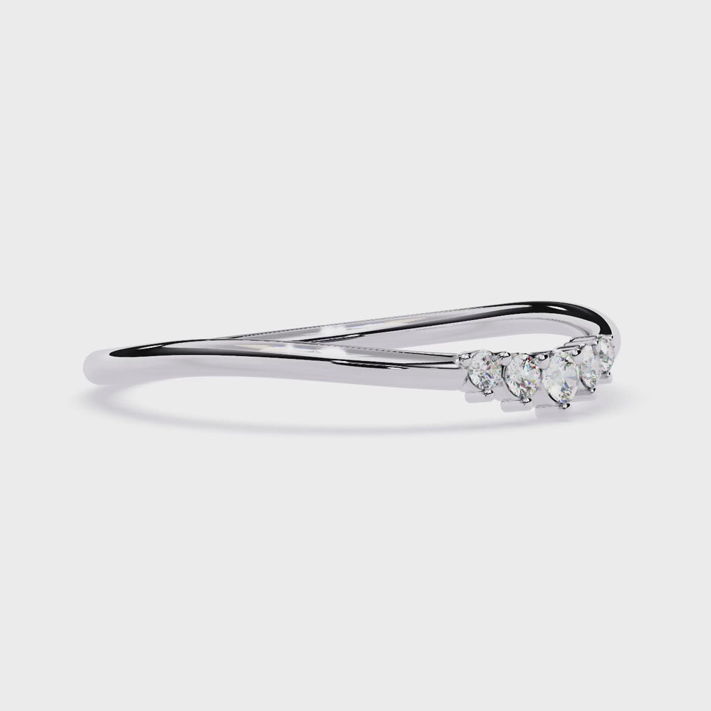 Curved Diamond Ring – Lab Grown Chevron Stacking Minimalist Pavé Promise Band – Lustraa’s Stackable Ring