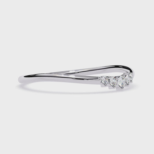 Dainty Curved Lab Grown Diamond Ring | Chevron Stacking Ring | Minimalist Pavé Wedding Band | Promise Ring -Lustraa’s Stackable Ring