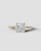 2 Carat Lab Grown Diamond Astraea Cushion Cut Sidestone Engagement Ring