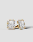 Lab Grown Diamond Elongated Radiant Cut Halo Stud Earrings