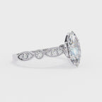 Marquise Cut Lab Grown Diamond Engagement Ring – 0.8 CT Bridal Ring with Milgrain Marquise and Round Band- Lustraa’s Milgrain Ring