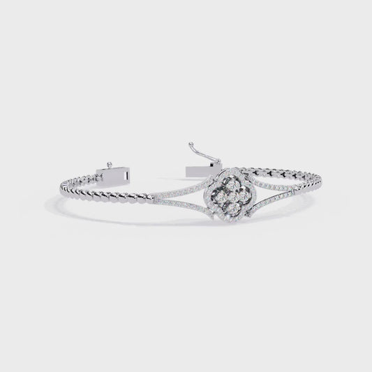 Floral Cluster Lab Grown Diamond Bracelet | Round Brilliant Cut Pavé Diamond Bangle| Sustainable Fine Jewelry – Lustraa’s Minimalist Bracelet