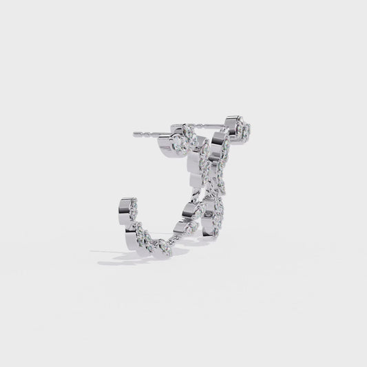 Leaf Motif Lab Grown Diamond Hoop Earrings | Round Diamond in Marquise Design | Sustainable Floral Hoops –Lustraa’s Floral Earrings