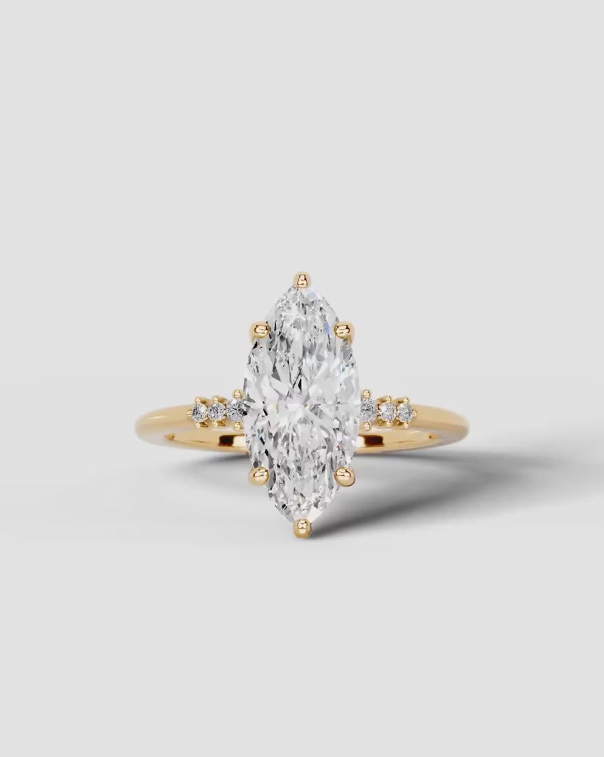 2 Carat Lab Grown Diamond Astraea Marquise Cut Sidestone Engagement Ring