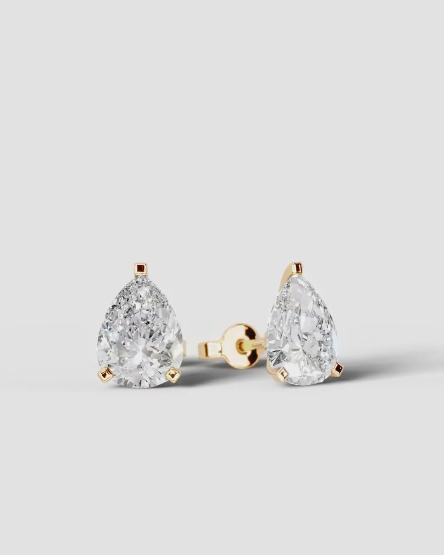 Lab Grown Diamond Teardrop Pure Pear Cut Solitaire Stud Earrings