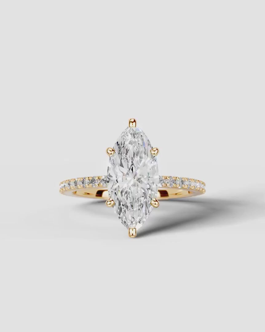 2 Carat Lab Grown Diamond Elara Marquise Cut Sidestone Engagement Ring