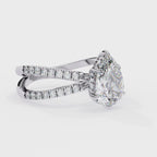 Pear Shape Diamond Engagement Ring – 1.8 CT Lab Grown Hidden Halo Ring with Criss Cross Band - Lustraa’s Criss Cross Ring