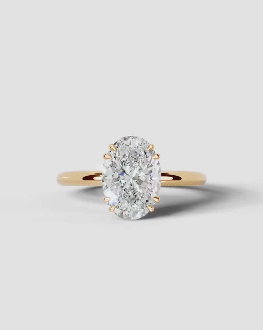 2 Carat Lab Grown Oval Cut Diamond Halo Prong Solitaire Ring