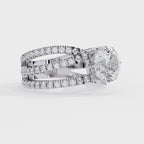 Round Cut Diamond Criss Cross Ring – 0.81 CT Center with Side Round Accents – Unique Multi Band Statement Ring– Lustraa’s Criss Cross Ring