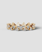 Lab Grown Diamond Round Cut Zig-Zag Crown Eternity Wedding Band Ring