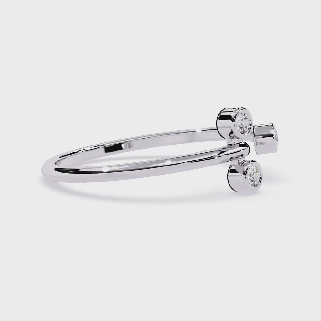 Modern Triple Bezel Diamond Ring– Contemporary Open Style Ring – Open Band Statement Ring - Lustraa’s Open Band Ring