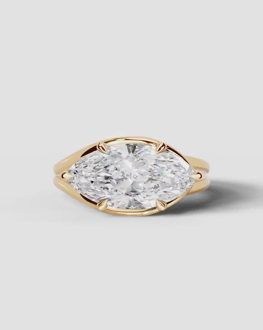 2 Carat Lab Grown Marquise Cut Diamond Bezel Engagement Ring