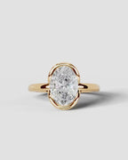 2 Carat Lab Grown Oval Diamond Sculpted Bezel Solitaire Ring