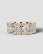 Lab Grown Diamond Princess Cut Triple Row Pavé Wedding Ring