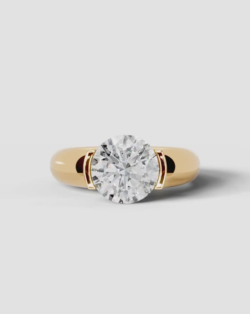 2 Carat Lab Grown Round Cut Diamond Semi-Bezel Solitaire Ring