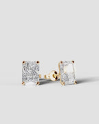 Lab Grown Diamond Radiant Silhouette Elongated Radiant Solitaire Stud Earrings