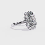 Radiant Cut Halo Diamond Ring – Round Diamond Cluster Statement Ring – Luxury Bridal Engagement Jewelry – Lustraa’s Halo Ring
