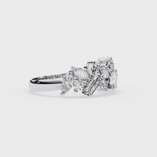 Multi Stone Cluster Diamond Ring – Half Eternity Engagement Statement Ring– Lustraa’s Eternity Ring