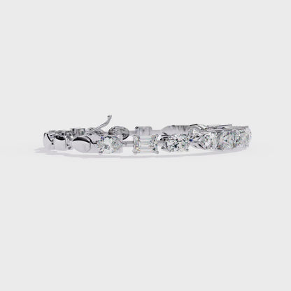 Multi Cut Diamond Bracelet– Oval, Pear, Princess & Emerald Cut Lab Grown Diamond Tennis Bracelet – Elegant Multi Shape Diamond Jewelry
