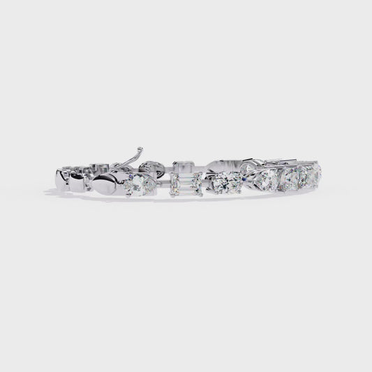 Multi Cut Diamond Bracelet– Oval, Pear, Princess & Emerald Cut Lab Grown Diamond Tennis Bracelet – Elegant Multi Shape Diamond Jewelry