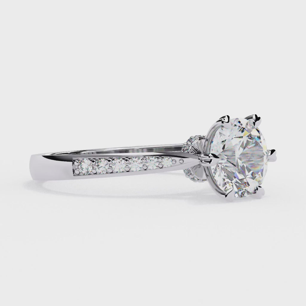 Round Brilliant Cut Lab Grown Diamond Engagement Ring – 1.3 CT Hidden Halo Solitaire Bridal Ring- Lustraa’s Solitaire Ring