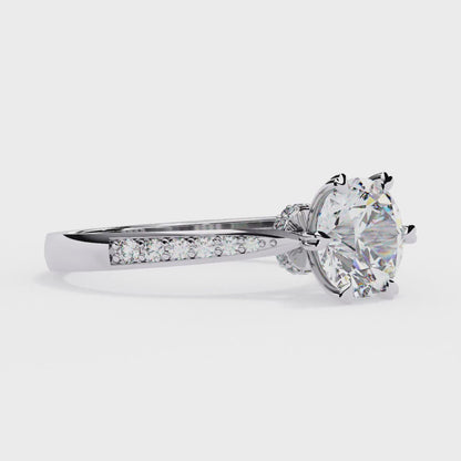 1.29 Carat Classic Brilliant Round Cut Lab Grown Diamond Ring – Hidden Halo Solitaire Engagement Ring- Lustraa’s Halo Solitaire Ring