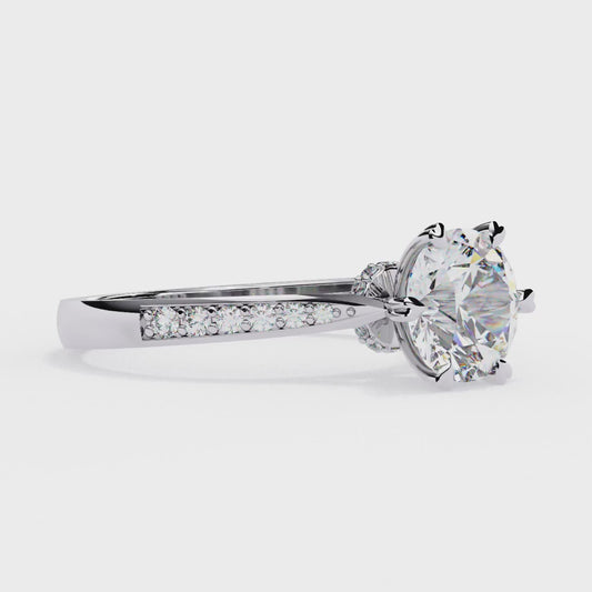 1.29 Carat Classic Brilliant Round Cut Lab Grown Diamond Ring – Hidden Halo Solitaire Engagement Ring- Lustraa’s Halo Solitaire Ring
