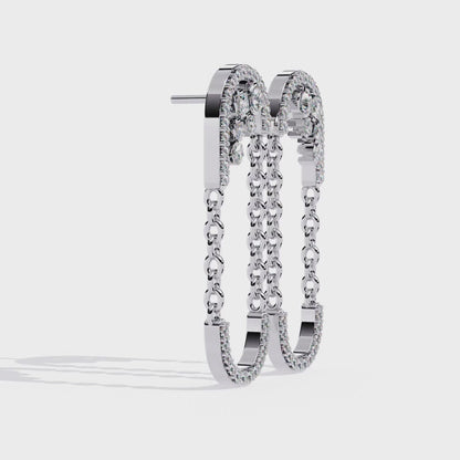 Lab Grown Diamond Chain Drop Earrings | Modern Dangling Earrings with Ethical Diamonds | Sustainable Luxury Jewelry –Lustraa’s Minimalist Earrings