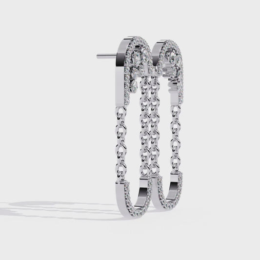 Lab Grown Diamond Chain Drop Earrings | Modern Dangling Earrings with Ethical Diamonds | Sustainable Luxury Jewelry –Lustraa’s Minimalist Earrings