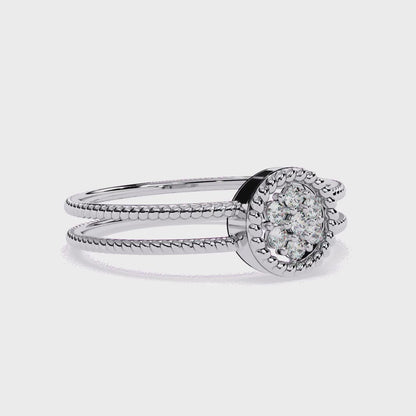 Cluster Diamond Ring with Dual Band – Floral-Inspired Designer Ring - Dual Band Statement Ring -Lustraa’s Floral Ring