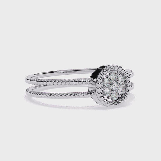 Cluster Diamond Ring with Dual Band – Floral-Inspired Designer Ring - Dual Band Statement Ring -Lustraa’s Floral Ring
