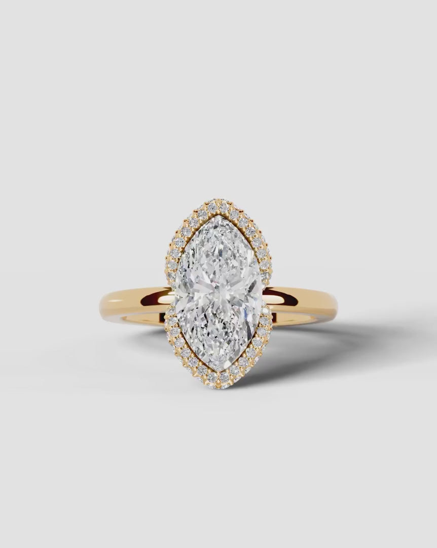 2 Carat Lab Grown Marquise Diamond Half Halo Ring