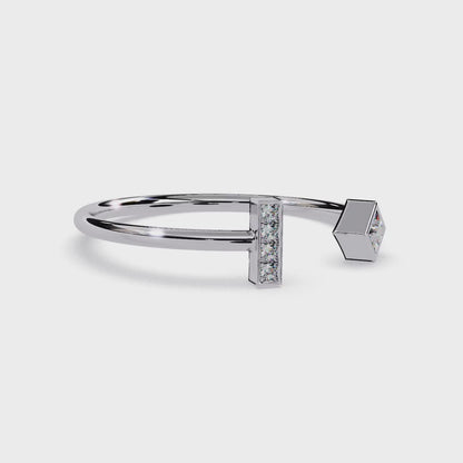 Open Geometric Diamond | Lab Grown Princess Cut & Pavé Diamond Ring | Modern Open Stackable Ring- Lustraa’s Open Band Ring