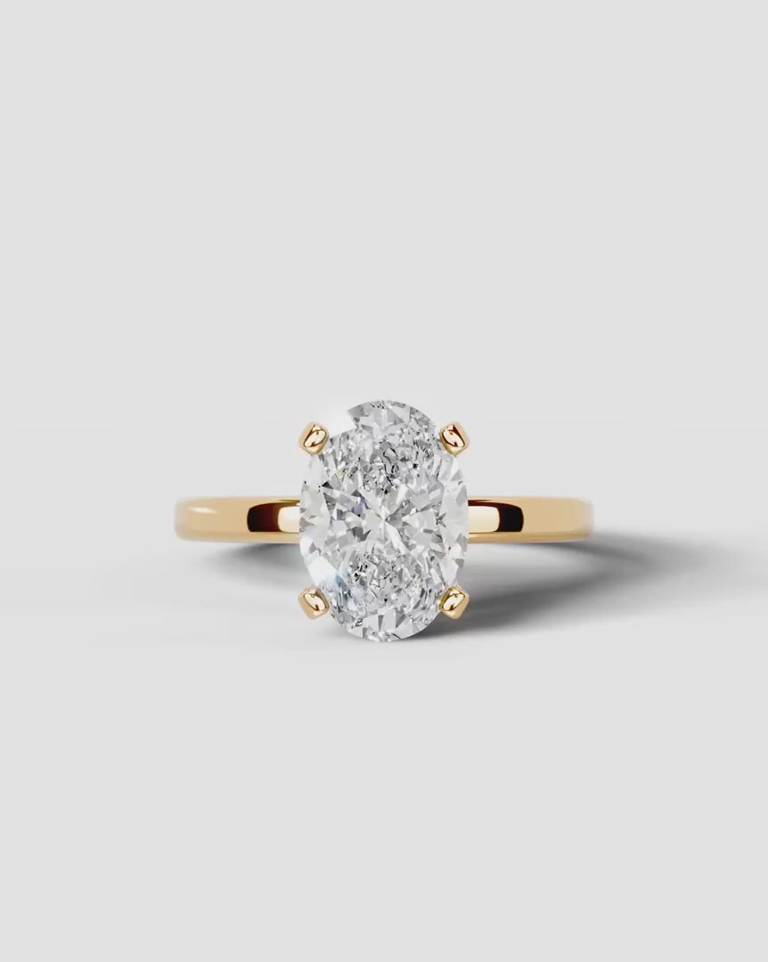 2 Carat Lab Grown Oval Diamond Elevated Solitaire Ring