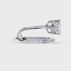 Round Brilliant Lab Grown Diamond Ring – Modern Open Band Engagement Ring with Pave Accents - Minimalist Diamond Ring