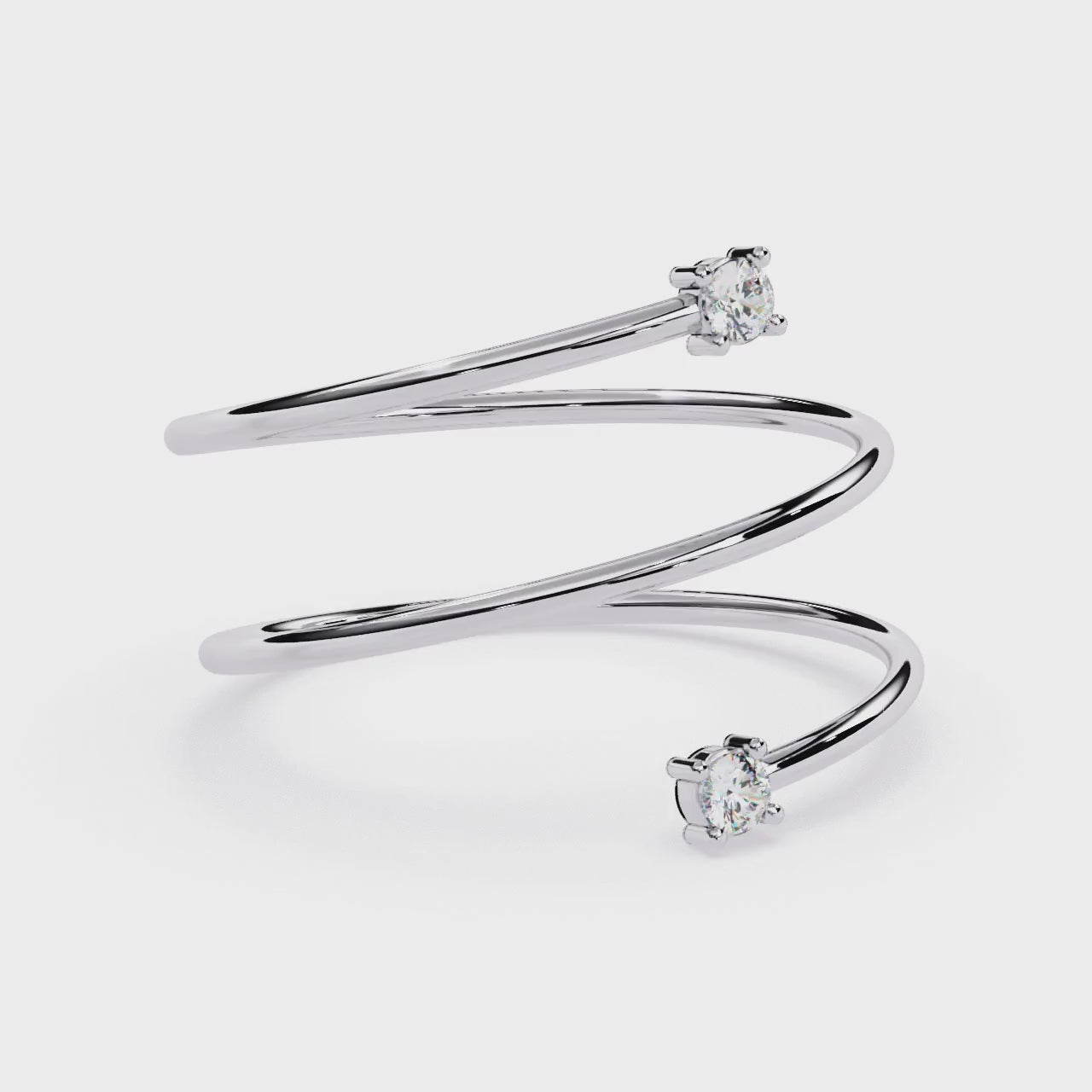 Multi Band Diamond Ring – Double Solitaire Spiral Lab Grown Open Wrap Ring –  Modern Minimalist Stackable Ring – Lustraa’s Open Band Ring