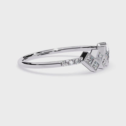 Geometric Princess Cut Half Eternity Diamond Ring | Lab Grown Princess Diamond Cluster Ring | Modern Diamond Statement Ring– Lustraa’s Eternity Ring