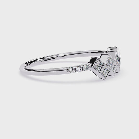 Geometric Princess Cut Half Eternity Diamond Ring | Lab Grown Princess Diamond Cluster Ring | Modern Diamond Statement Ring– Lustraa’s Eternity Ring