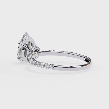 1.77 Carat Pear Cut Lab Grown Diamond Halo Ring – Hidden Halo Engagement Ring– Lustraa’s Pear Diamond