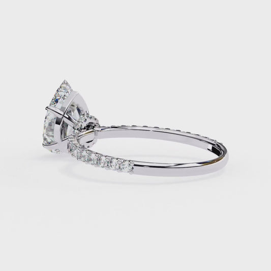 1.77 Carat Pear Cut Lab Grown Diamond Halo Ring – Hidden Halo Engagement Ring– Lustraa’s Pear Diamond