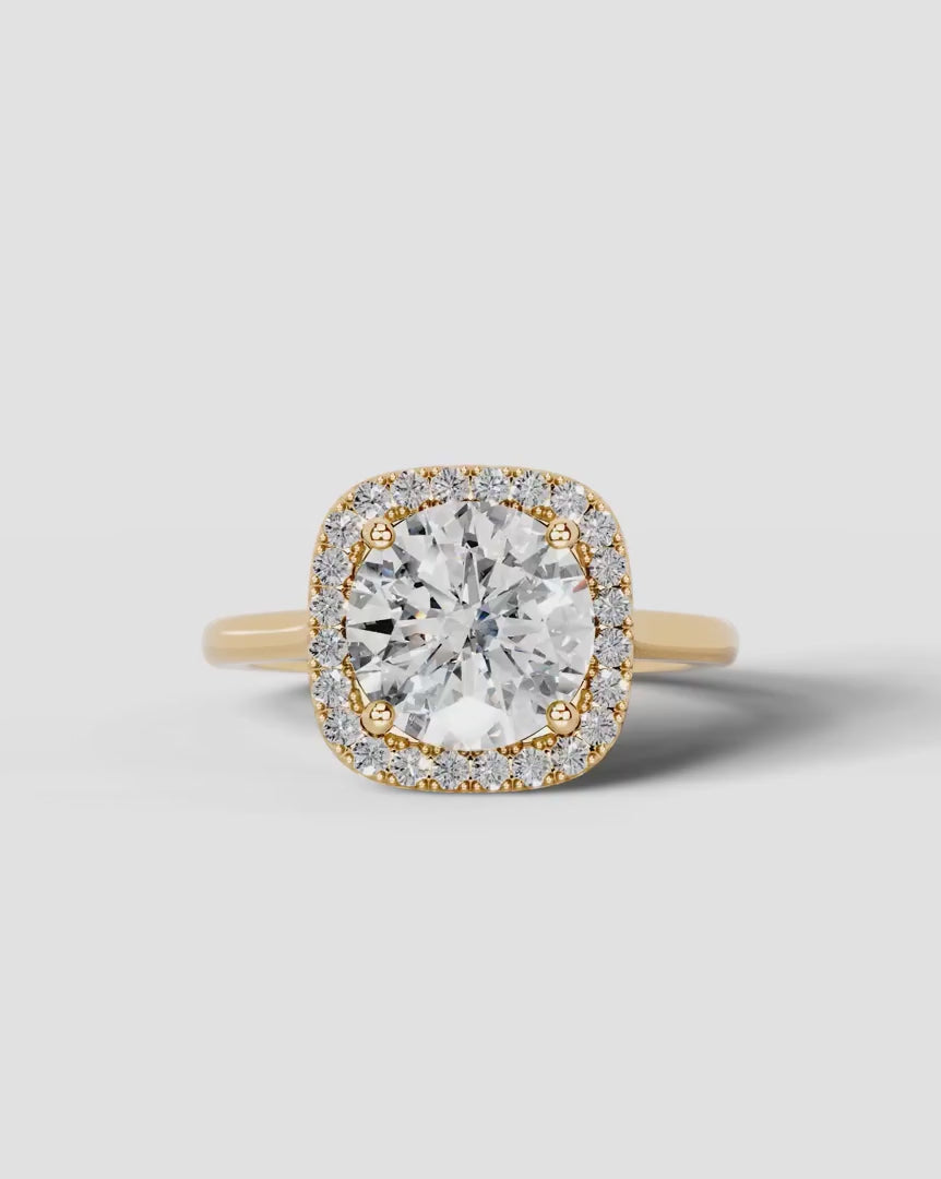 2 Carat Lab Grown Cushion Cut Diamond Halo Ring