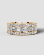 Lab Grown Diamond Emerald Cut Triple Row Pavé Wedding Band Ring
